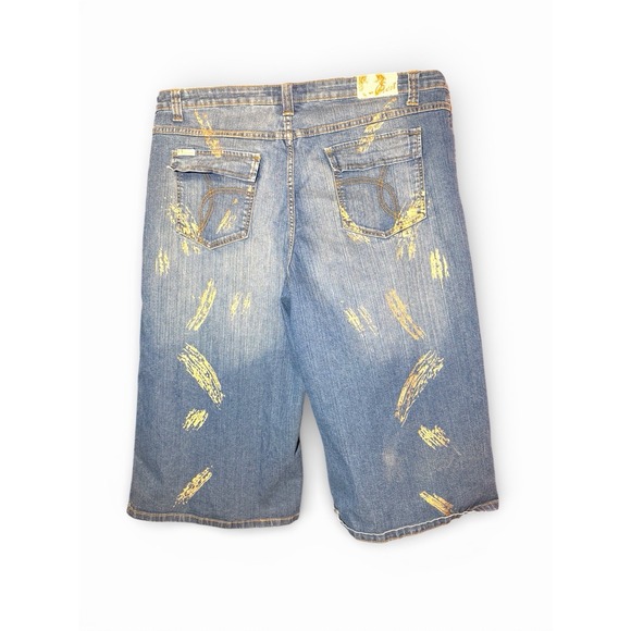 Crest Jeans Womens Sz 23/24 Blue Denim Cropped Capri Embossed Casual‎ Distressed - Picture 3 of 5